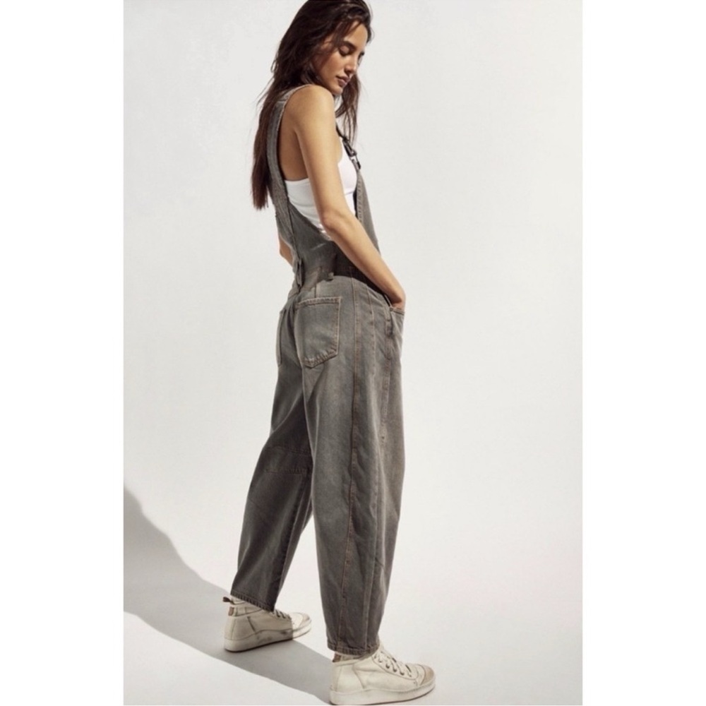 We The Free by Free People Good Luck Barrel Overalls, Archive Gray, NWT, XL - Picture 4 of 5